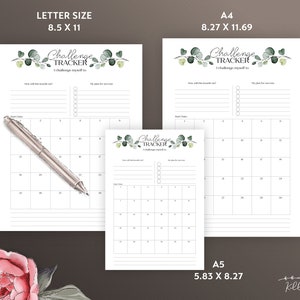 30 Day Challenge Tracker Printable Planner Insert Editable PDF in Sizes ...