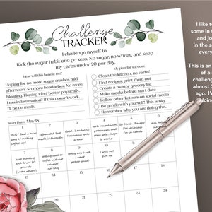 30 Day Challenge Tracker Printable Planner Insert Editable PDF in Sizes ...