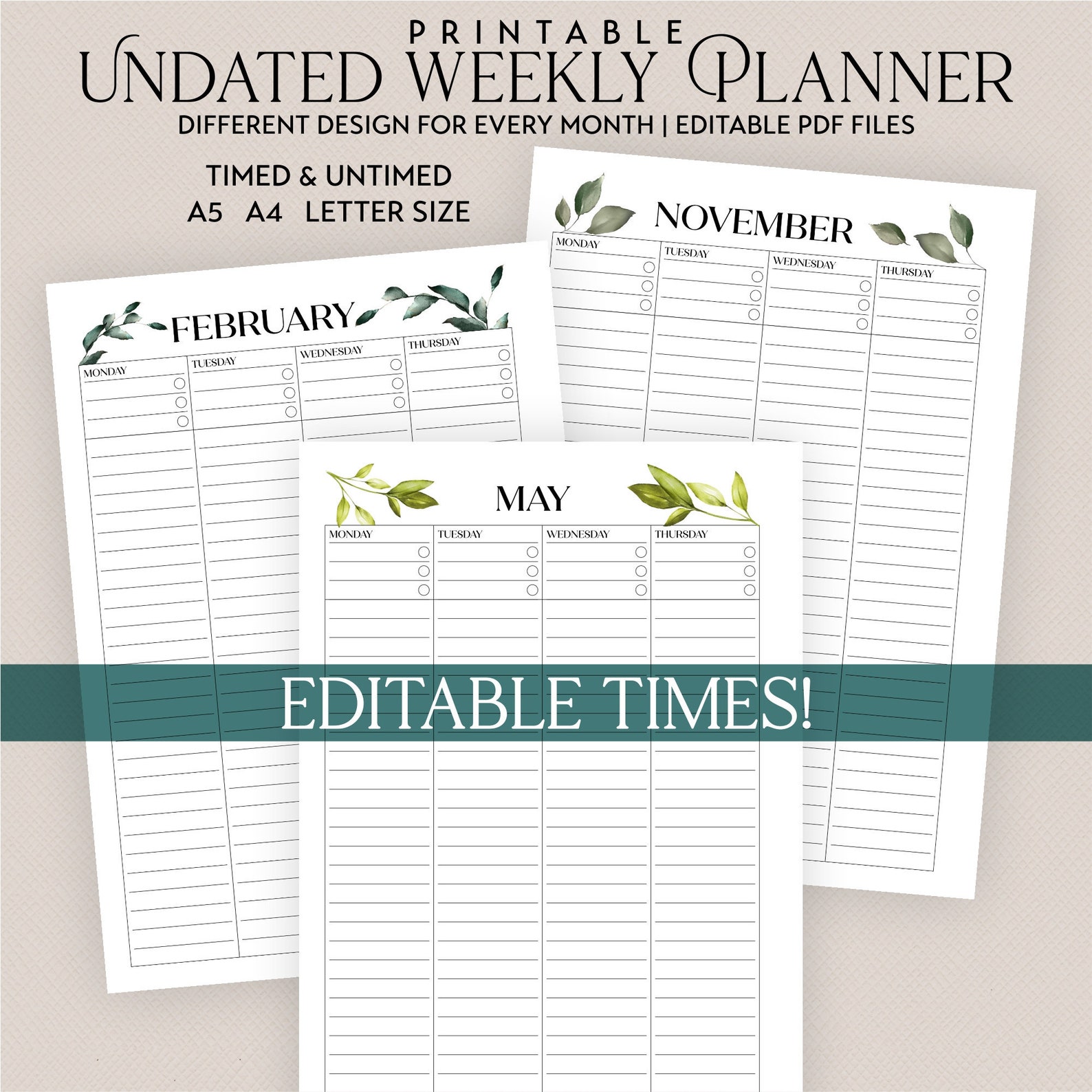 Editable Vertical Weekly Planner Printable Vertical Layout - Etsy