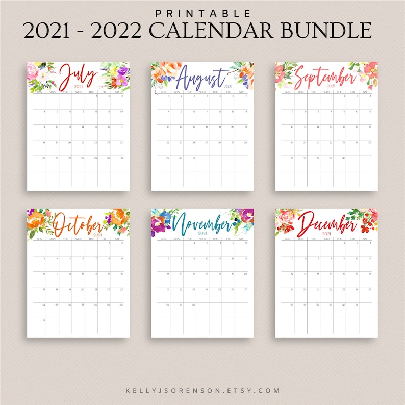 2021 2022 printable editable calendar bundle includes