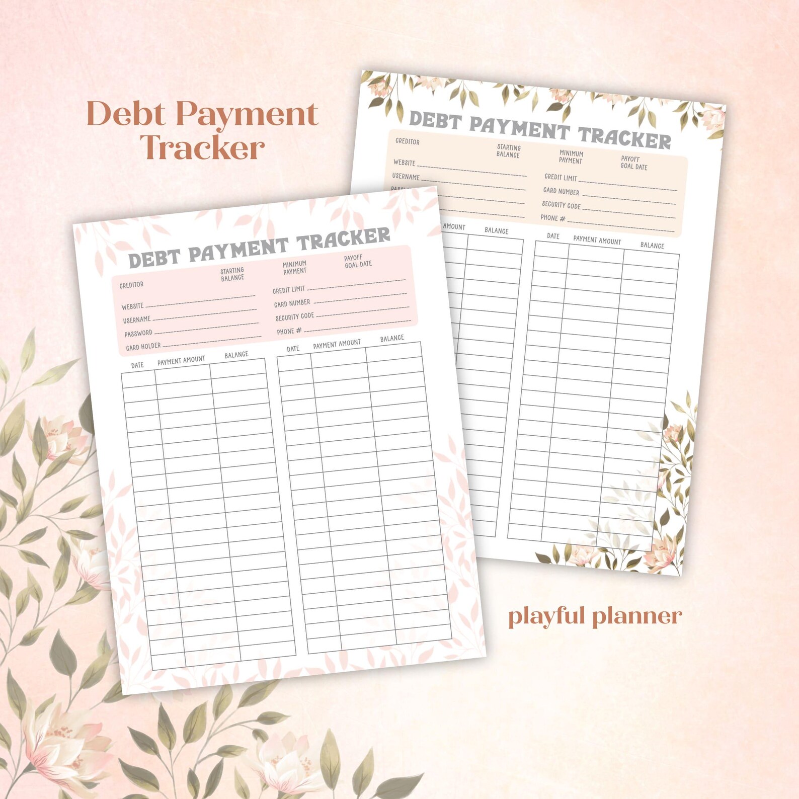 Fillable Debt Tracker Printable: Payment Log, Budget Planner (a4/a5 ...