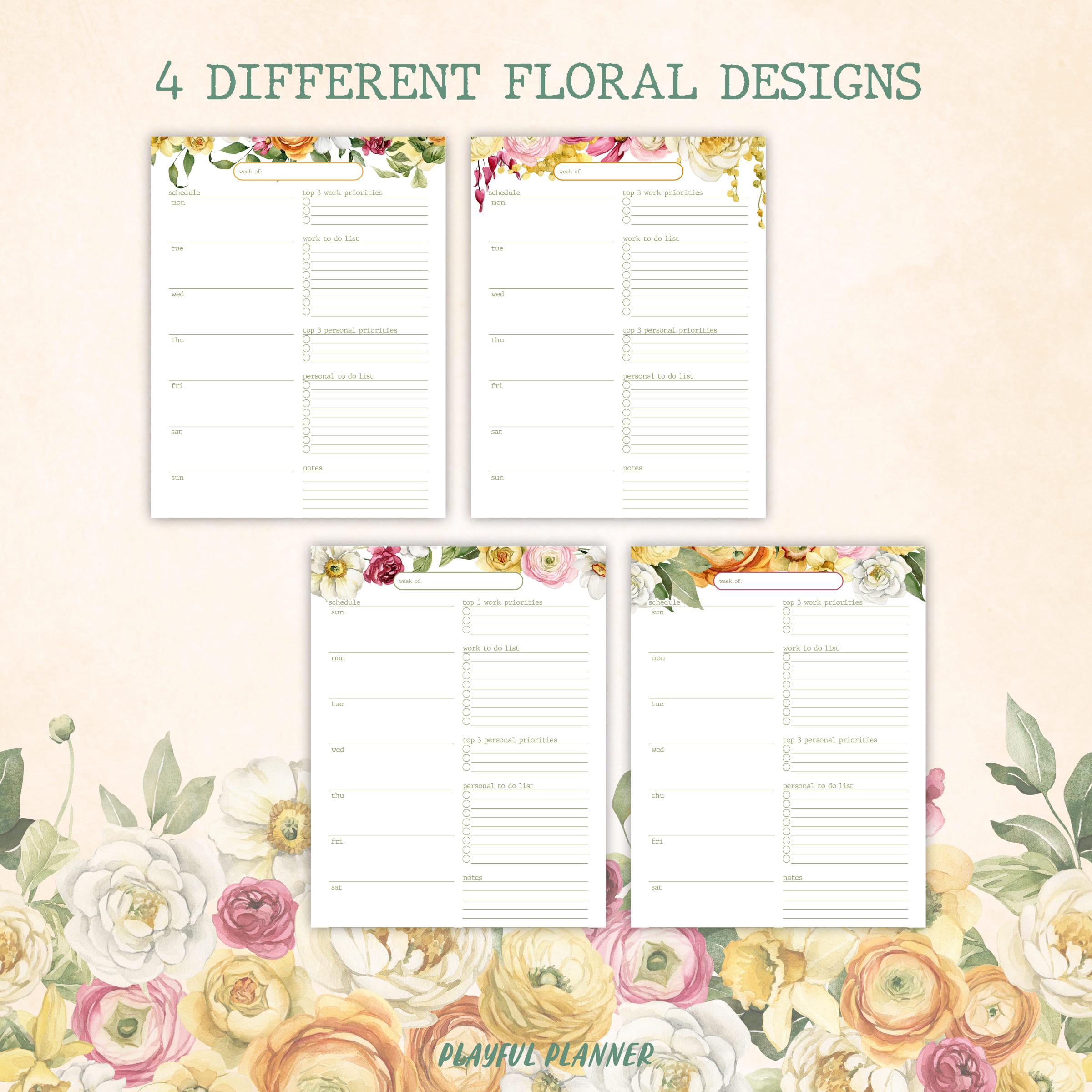 Printable Weekly Planner PDF: Fillable Work Schedule, A4 A5 Letter ...