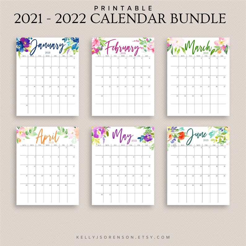 2021 2022 printable editable calendar bundle includes monthly etsy
