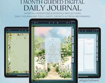 Spring Reflection Digital Journal, Cozy Self Care Undated Monthly Planner