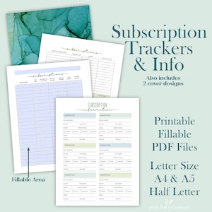 Abonnement Tracker Printable: Ausfüllbarer Haushaltsplaner (PDF)