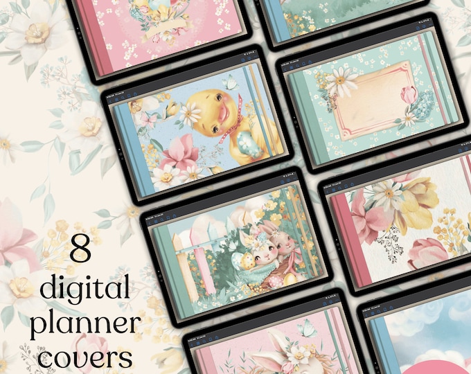 8 Easter Landscape Digital Covers for Digital Planners, Notebooks, or Journals in Note Taking Apps such as GoodNotes or Noteshelf