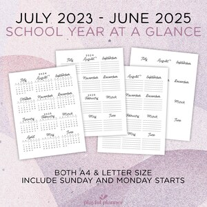 2024 2025 Calendar Bundle Printable Editable Portrait Monthly, Year at a Glance, Academic, and Perpetual Calendars A4 Letter Size BSCP1 image 8