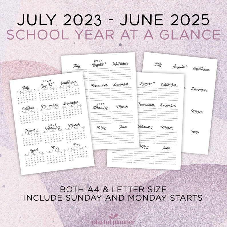 2024 2025 Calendar Bundle Printable Editable Portrait Monthly, Year at a Glance, Academic, and Perpetual Calendars A4 Letter Size BSCP1 image 8