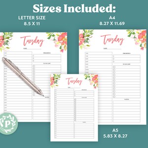 Floral Daily Planner Bundle Printable Editable Includes 14 Designs, 2 ...