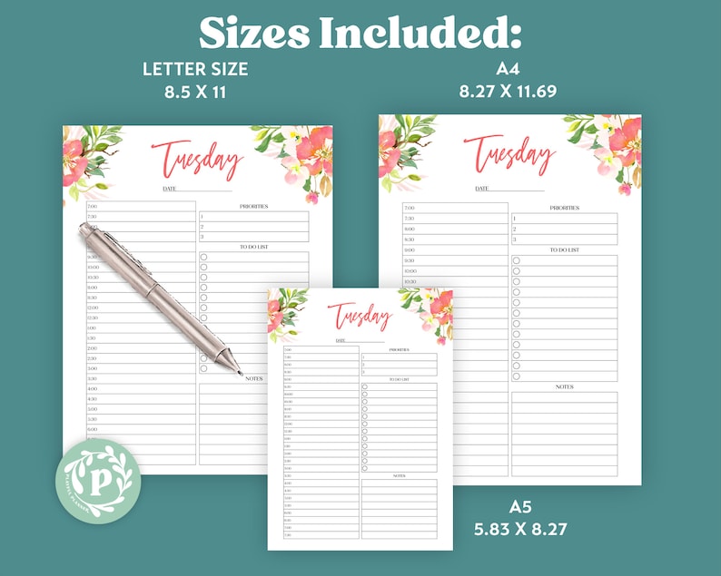 Floral Daily Planner Bundle Printable Editable Includes 14 - Etsy