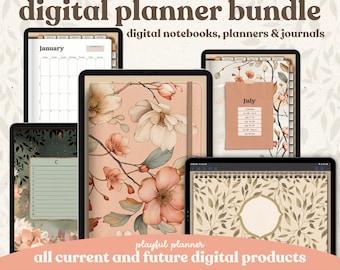 Digital Planner Lifetime Bundle | A-Z Notebooks | Daily Journal | Undated + Dated Planners | Portrait and Landscape Covers | Stickers