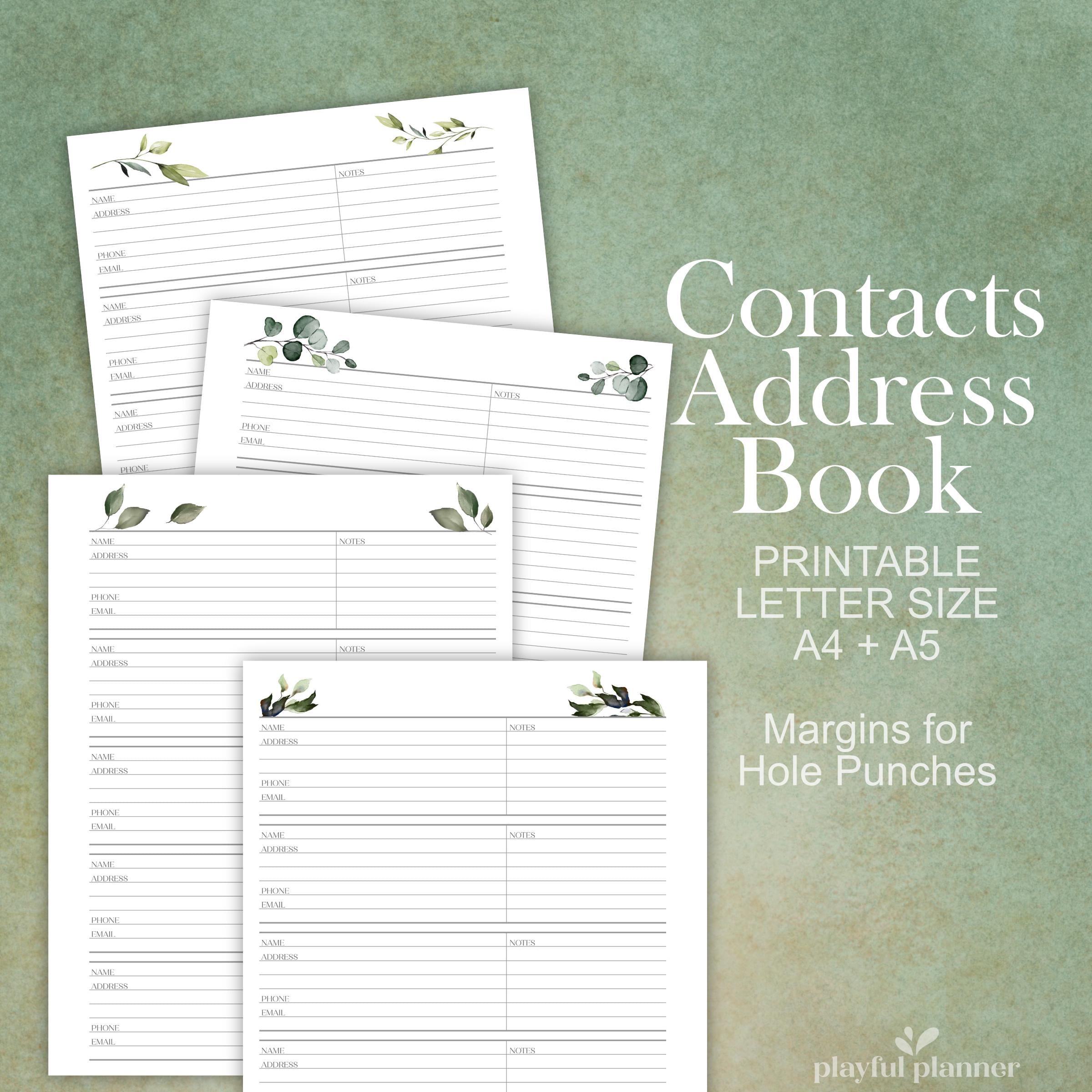 Printable Add Ree Book Pages Botanical Address Book Printable: A4, A5, Letter Sizes (digital ...