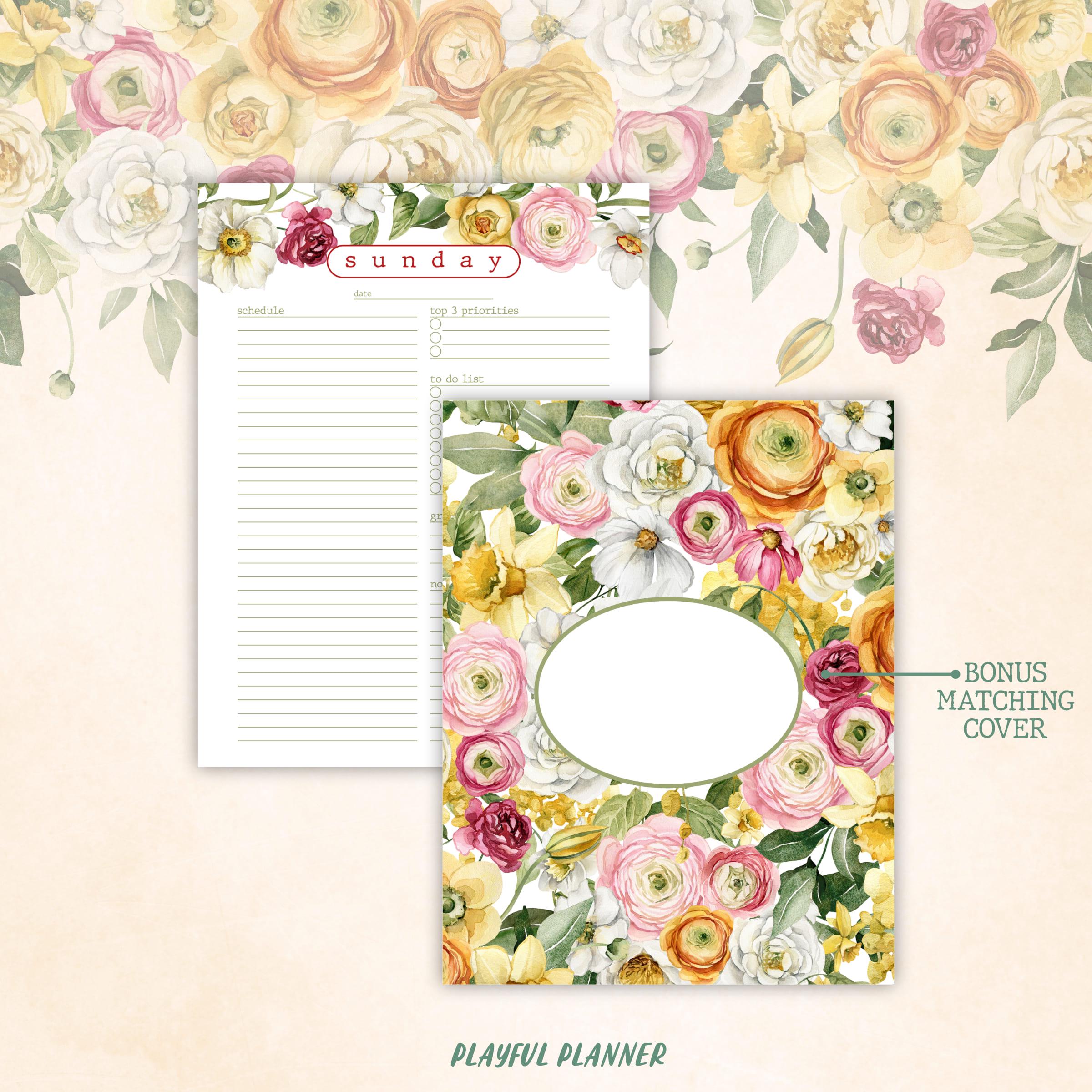 Floral Daily Planner Printable: Fillable PDF, A4 A5 Letter Sizes ...