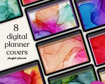 8 Rainbow Landscape Digital Covers for Digital Planners, Notebooks, or Journals in Note Taking Apps such as GoodNotes or Noteshelf