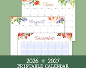 2026-2027 Floral Calendar Bundle: Monthly, Perpetual & Year at a Glance (Editable PDF Digital Download)