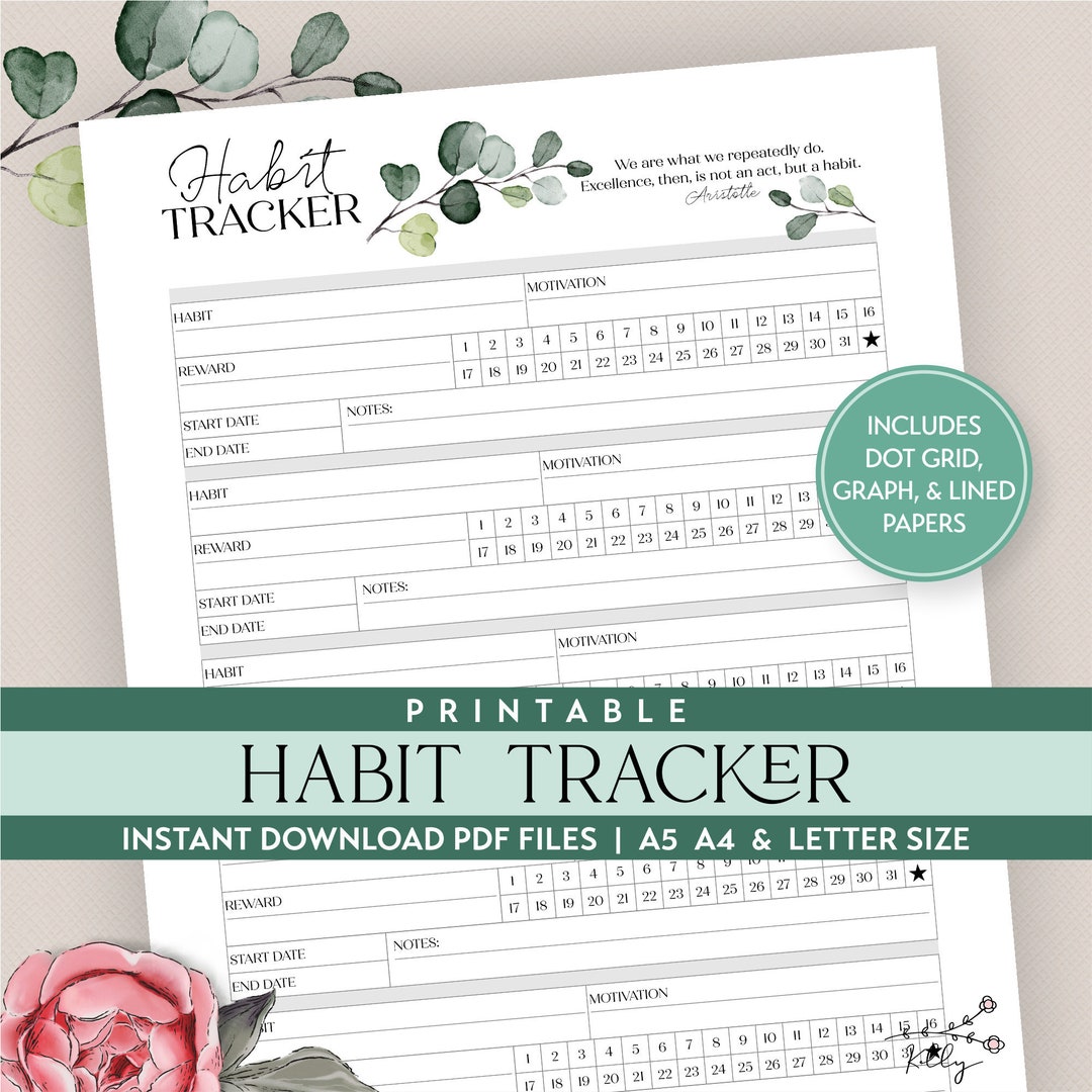 Printable Daily Habit Tracker Planner Insert in Sizes A5 A4 & Letter - Etsy