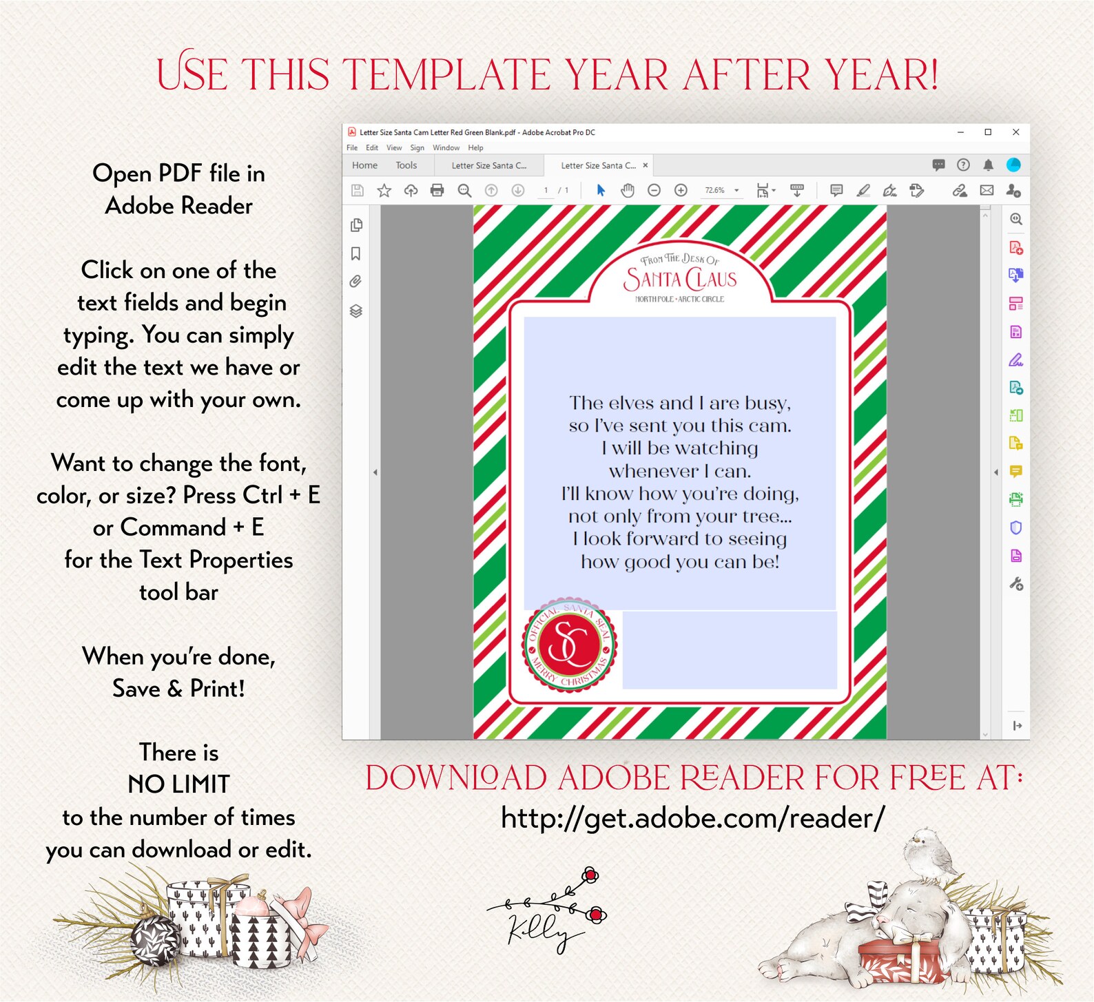 Editable Santa Cam Letter Printable PDF &amp; JPG Files Use - Etsy