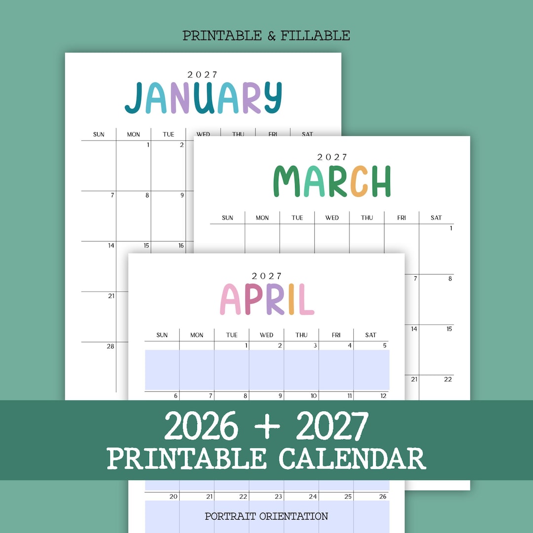 Printable Calendar Bundle 2026-2027: Editable Monthly & Perpetual