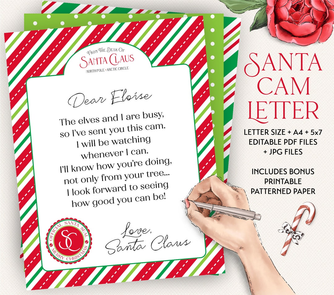 Santa Cam Letter | Editable and Printable | Sizes A4, Letter Size &amp; 5x7 ...