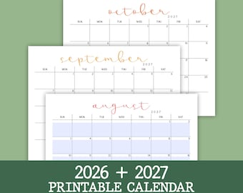 2026-2027 Monthly Calendar Bundle: Fillable Landscape Planners (Digital Download)