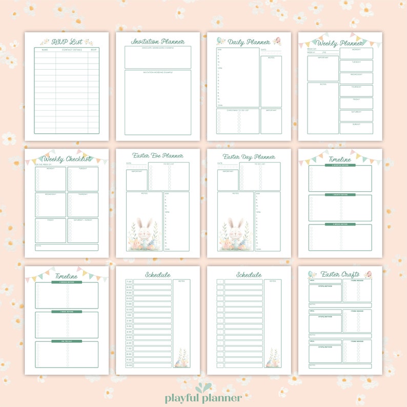 Printable Easter Planner Spring Organizer Holiday Gathering Planner Letter Size A4 image 6