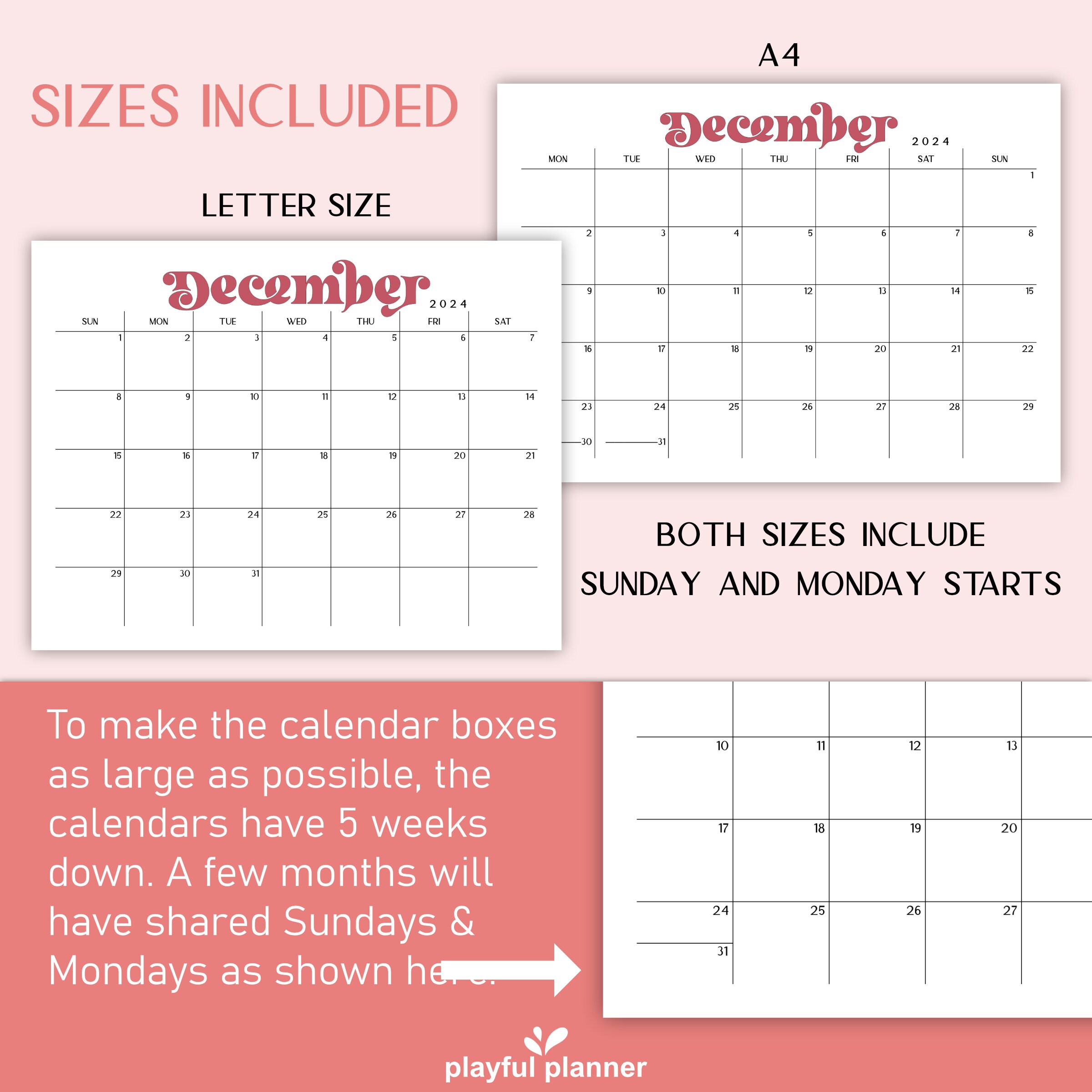2025 2026 Calendar Bundle  Printable Editable Landscape Monthly Calendars, Perpetual Calendars 