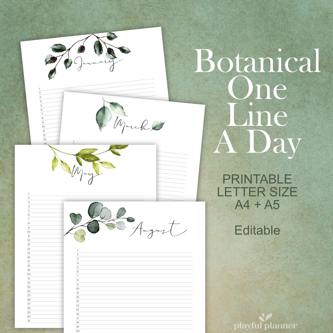 Perpetual Calendar One Thing A Day Printable Journal | One Line A Day ...