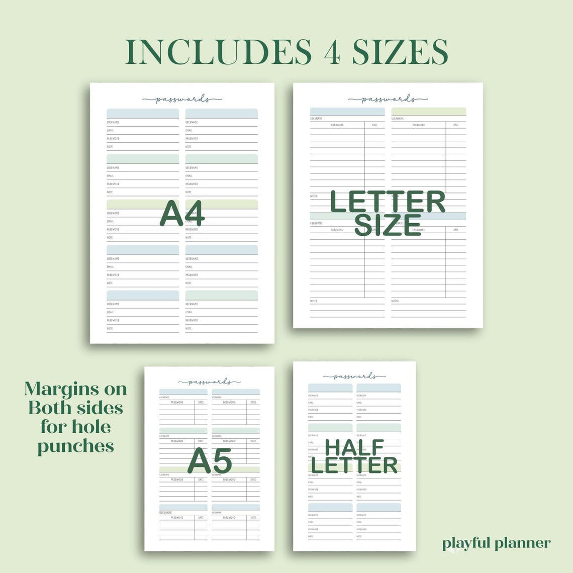 Printable Password Tracker: Fillable PDF, A4 A5 Letter Size - Etsy