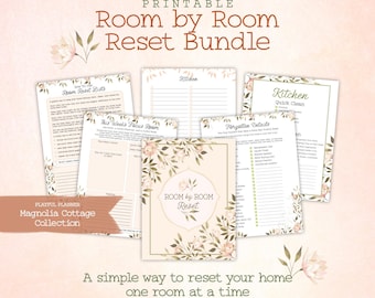 Room Reset Bundle Printable, Quick Clean & Deep Cleaning Checklists, Cozy Home Planner