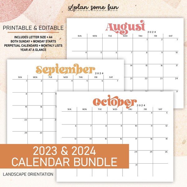 2024 Printable Calendar Editable Etsy