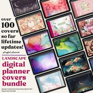 100 Landscape Digital Planner Cover Bundle for GoodNotes Noteshelf and iPad Note Taking apps Lifetime Updates image 1