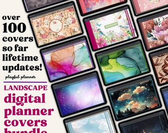 100+ Landscape Digital Planner Cover Bundle for GoodNotes Noteshelf and iPad Note Taking apps | Lifetime Updates