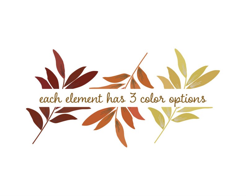 Greenery Clipart Autumn Leaves ClipArt Fall Leaf Wreath, Botanicals for Stationery, Wedding Invites, and Products Greenery Clip Art image 2