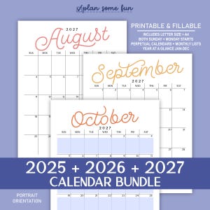 2026-2027 Printable Calendar Bundle: Editable Monthly & Perpetual Planners (A4/Letter Size) (PDF Download)