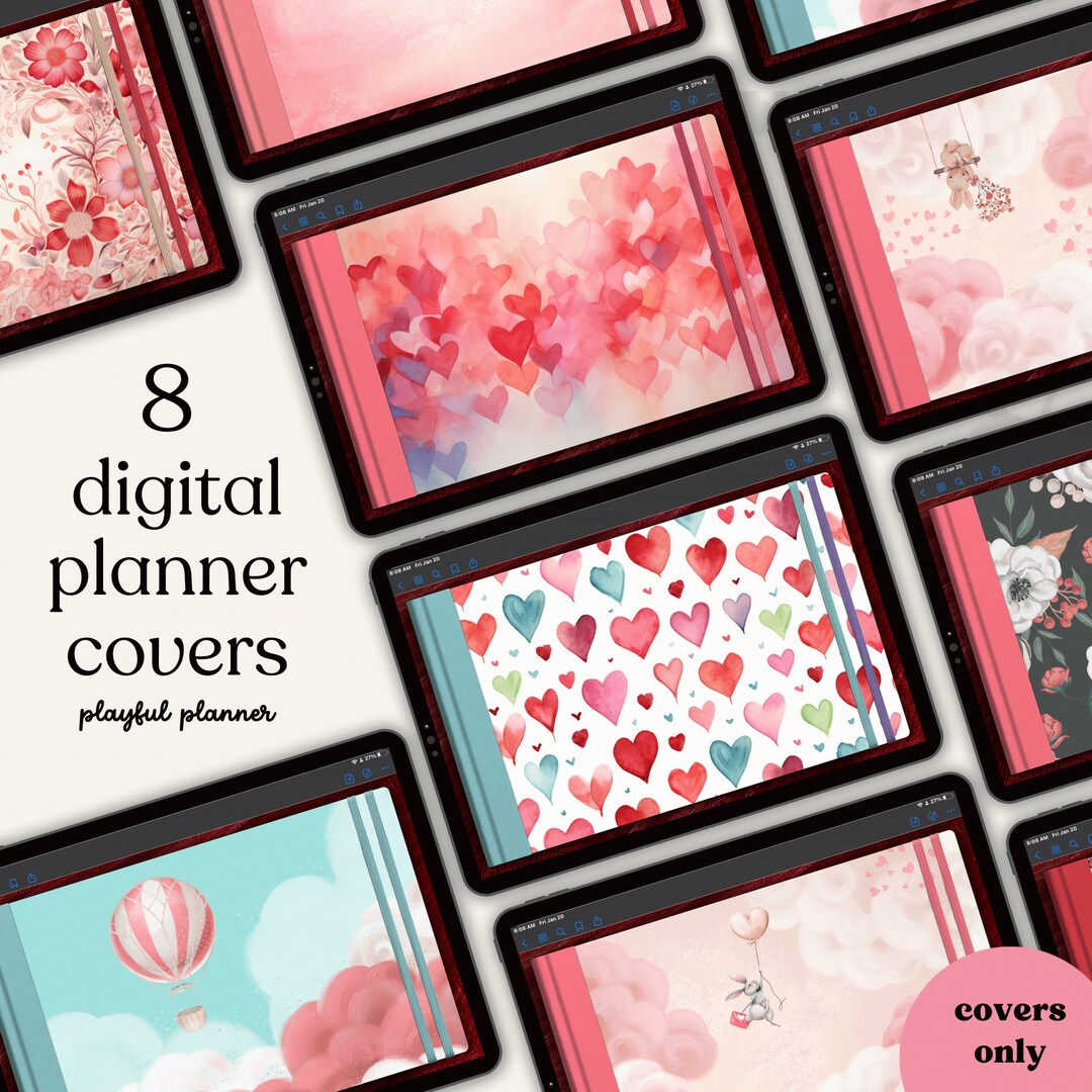 8 Valentine's Day Landscape Digital Covers for Digital Planners ...