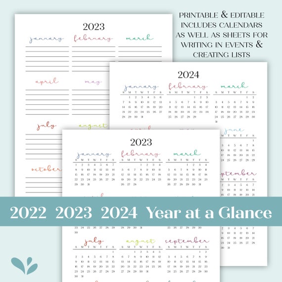 Iu Calendar 2023 2024 2022 2023 2024 Year At A Glance Editable Printable Yearly | Etsy
