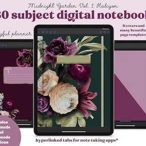 Floral 30 Subject Digital Notebook: Hyperlinked Tabs (PDF Download)