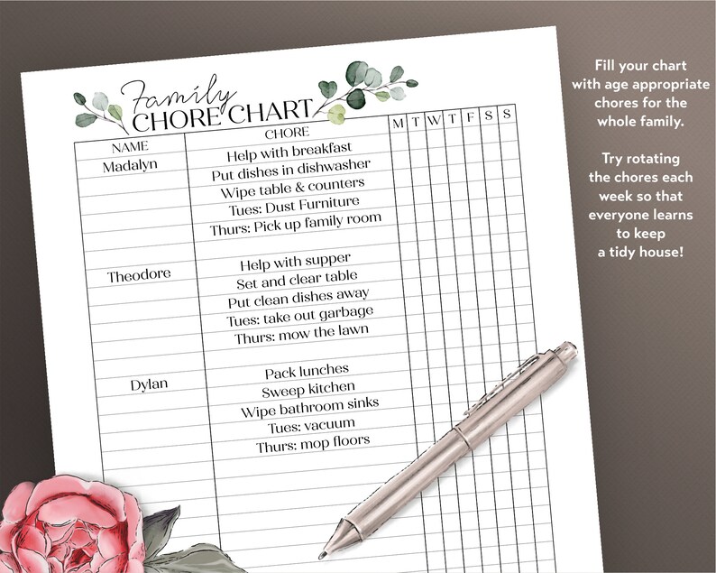 Printable Editable Family Cleaning Schedule Planner | Etsy