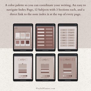 12 Subject Digital Notebook With Hyperlinked Tabs, 14 Note Page ...