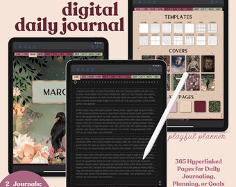 Dark Mode Witchy Digital Journal: 365 Hyperlinked Pages (PDF)