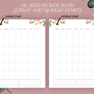 Blank Calendar Undated Printable Insert Editable PDF | Use as a Goal ...