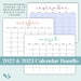 Printable Editable 2022 & 2023 Landscape Monthly Calendar Bundle includes Perpetual Calendar and Year at a Glance 2022-2024 