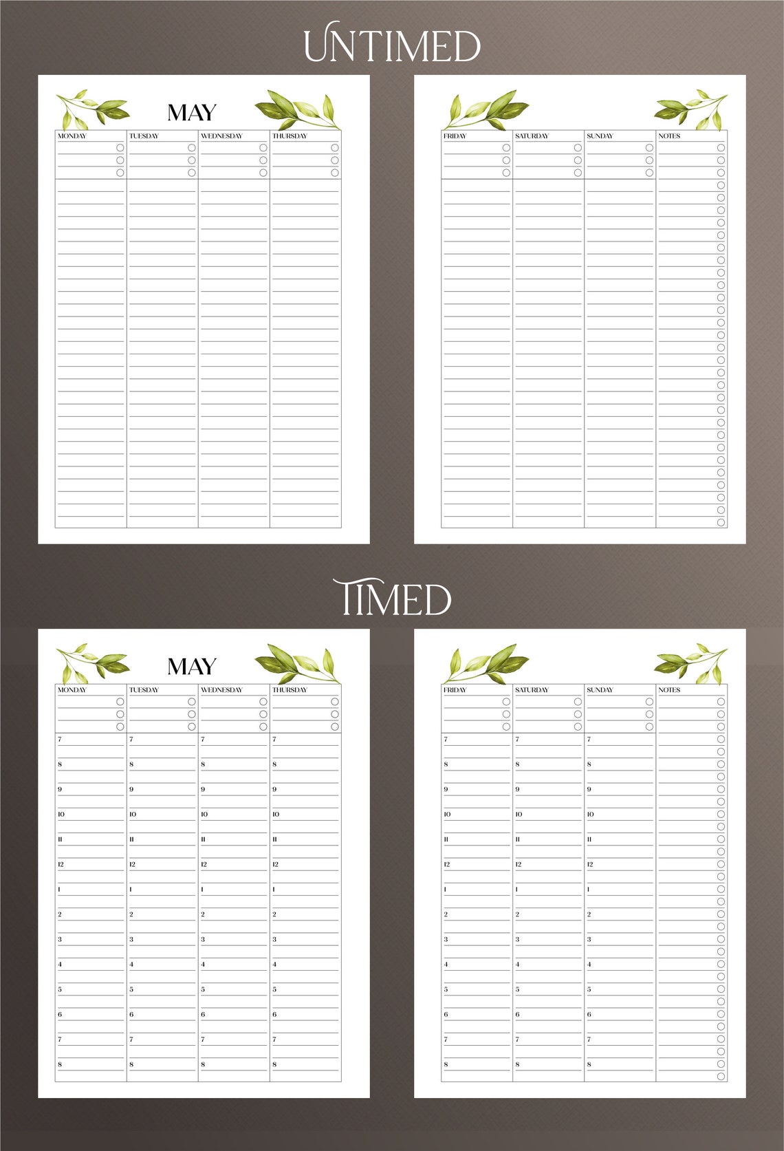 Editable Vertical Weekly Planner Printable Vertical Layout | Etsy