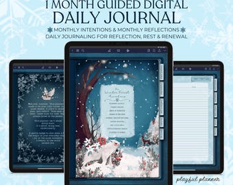 Winter Reflection Digital Journal, Cozy Self Care Undated Planner