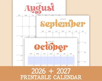 2026-2027 Calendar Bundle: Printable Monthly & Yearly Planners (Editable PDF Download A4/Letter Size)