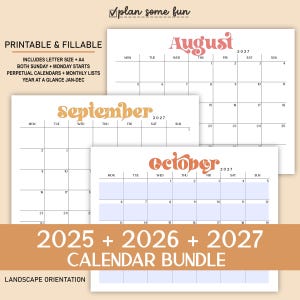 2025-2026 Calendar Bundle: Printable Monthly & Perpetual Calendars (A4/Letter Size)