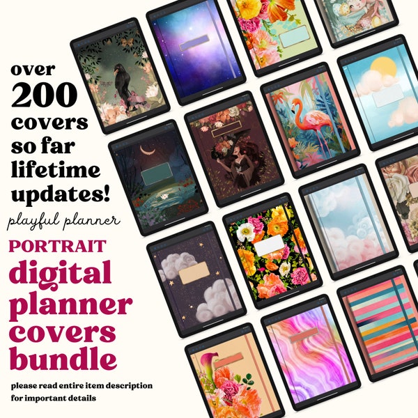 200+ digitale Planer Cover Bundle für GoodNotes Noteshelf und iPad Notizenapps | Verschönern Sie Ihre Notizbücher, Planer oder Journals