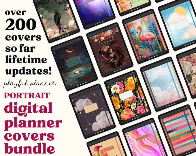 200+ Digital Planner Cover Bundle for GoodNotes Noteshelf and iPad Note Taking apps | Beautify Your Notebooks, Planners, or Journals