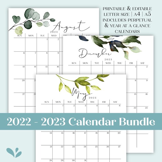 Editable August 2023 Calendar Editable Printable 2022 2023 Calendar Bundle With Perpetual | Etsy Canada