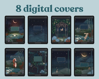 8 Digital Notebook Covers for Planners or Journals | Magical Forest, Moon, and Night Sky Designs | MFDC1